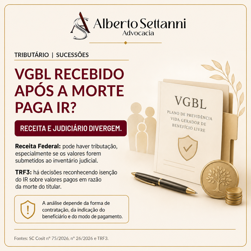 VGBL recebido após a morte paga IR?